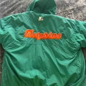 Vtg style dolphins jacket small fits like xl new been in storage